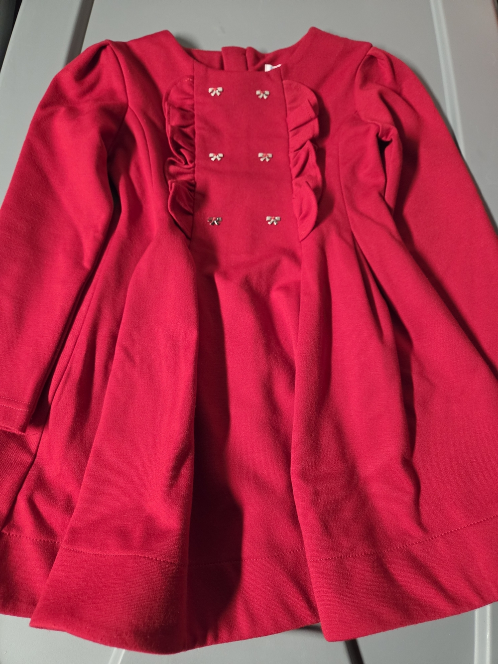 Mayoral Bright Red Girls Dress with Ruffled Front